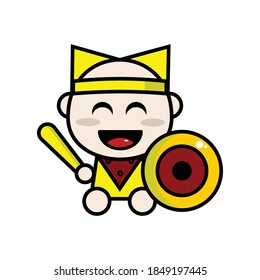 
yellow soldier vector on white background