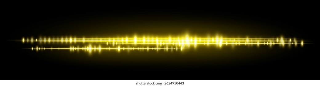 Yellow sound visualization with rich glowing amplitude lines and soft light reflection, great for smart assistant input or music control UI.