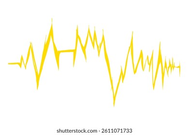yellow sound wave graphic vector without background