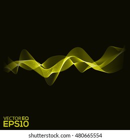 Yellow Sound Waves. Abstract Background. Vector Illustration
