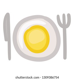 Yellow Soup in a Dish. Restaurant Doodle Color Clip Art. Hand Drawn Design. Color Sketch