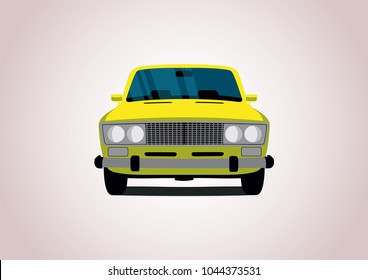 yellow Soviet car. Zhiguli six.