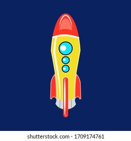 Yellow spaceship, illustration, vector on white background.