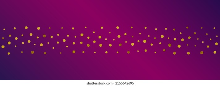 Vector Abstracto De Esparkle Amarillo Fondo Panorámico Púrpura. Pancarta de Punto Brillante. Círculo dorado cayendo postal. Splash Aniversario de fondo.