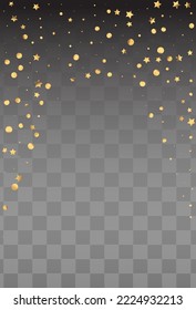 Yellow Sparkle Anniversary Vector Transparent Background. Golden Shine Banner. Gold Polka Holiday Texture. Splash Effect Postcard.