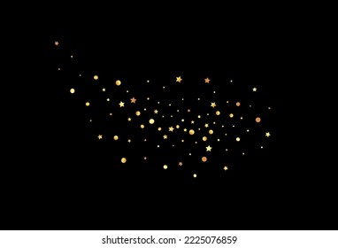 Yellow Sparkle Glamour Vector Black Background. Bright Rain Backdrop. Golden Sequin Shiny Pattern. Dust Abstract Postcard.