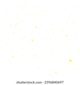 Yellow sparkle light with dust and gold particles creating a magical confetti effect on a transparent background. Stardust vector with spark, shiny shine, and luxury magic in an abstract PNG.