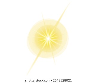 Yellow sparkle light effect isolated on transparent background. golden star on white background, Shining star effect. Sparkling starlight, Yellow star on white background
