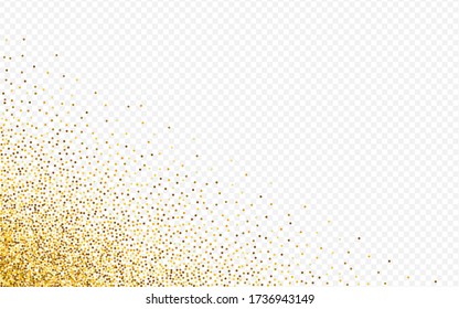 Yellow Sparkle Luxury Transparent Background. Shiny Shine Design. Gold Polka Glamour Texture. Sequin Isolated Postcard.