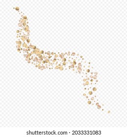 Gelber, glänzender Luxus, transparenter Hintergrund. Modernes Regendesign. Gold Circle Jubiläum Textur. Polka Bridal Card.