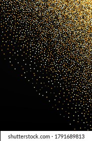 Yellow Sparkle Transparent Black Background. Anniversary Shine Pattern. Gold Circle Bright Banner. Dust Christmas Illustration.