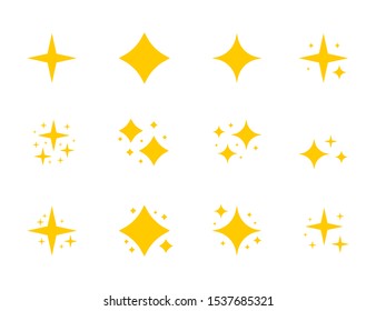 Yellow sparkles symbols vector. The set of original vector stars sparkle icon. Bright firework, decoration twinkle, shiny flash. vector illustration.