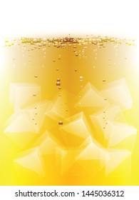 Yellow Sparkling Ice Drink Background With Ice Cubes And Baubles 