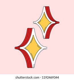 Yellow sparkling stars sticker vector