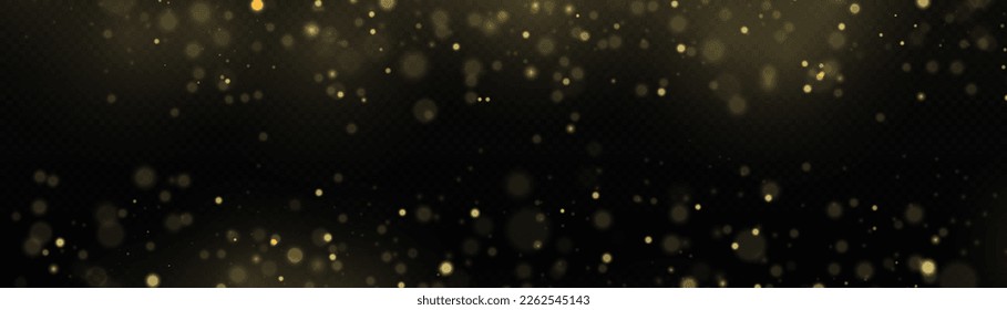 Yellow sparks glitter special blur bokeh effect. Lens flare light sparkle, shiny glittering glow stars. Sparkling magical dust particle. Star burst gold sparkles. Defocused Christmas background vector