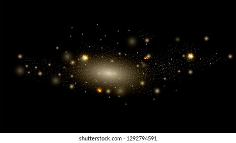 Yellow sparks glitter special light effect. Vector sparkles on transparent background. Christmas abstract pattern. Sparkling magic dust particles 