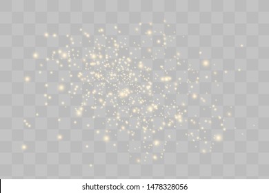 Yellow sparks glitter special light effect. Vector sparkles on transparent background. Christmas abstract pattern. Sparkling magic dust particles 