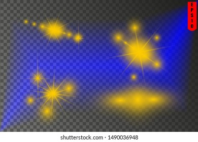 Yellow sparks glitter special light effect. Vector sparkles on dark background. Christmas abstract pattern. Sparkling magic dust particles