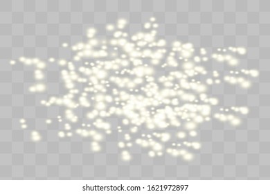 Yellow sparks glitter special light effect. Vector sparkles on transparent background. Christmas abstract pattern. Sparkling magic dust particles 