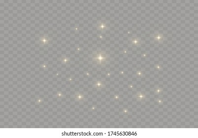Yellow sparks glitter special light effect. Vector sparkles on transparent background. Sparkling magic dust particles.