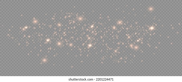 Yellow sparks glitter special light effect. Vector sparkles on transparent background. Christmas abstract pattern. Sparkling magic dust particle