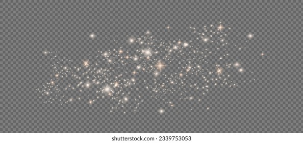 Yellow sparks glitter special light effect. Vector sparkles on transparent background. Christmas abstract pattern. Sparkling magic dust particles