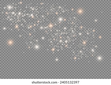 Yellow sparks glitter special light effect. Vector sparkles on transparent background. Christmas abstract pattern. Sparkling magic dust particles. Mag