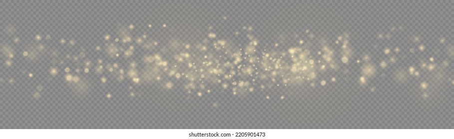 Yellow sparks and golden stars shine with special light. Magic dust and glare. bokeh gold light. Glow defocused effect. Abstract background with blurred effect. Vector illustration.