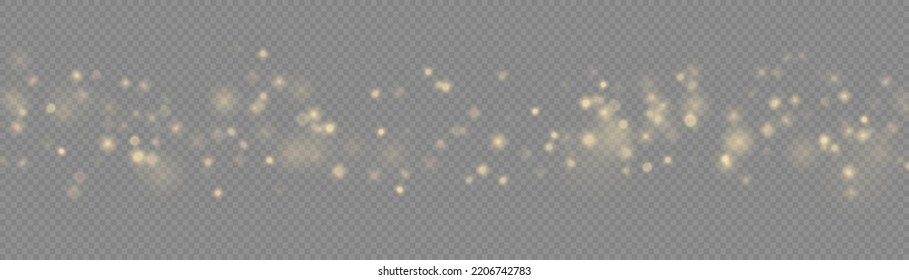 Yellow sparks and golden stars shine with special light. Magic dust and glare. bokeh gold light. Glow defocused effect. Abstract background with blurred effect. Vector illustration.