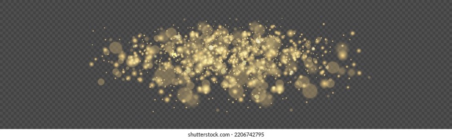 Yellow sparks and golden stars shine with special light. Magic dust and glare. bokeh gold light. Glow defocused effect. Abstract background with blurred effect. Vector illustration.