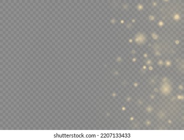 Yellow sparks and golden stars shine with special light. Magic dust and glare. bokeh gold light. Glow defocused effect. Abstract background with blurred effect. Vector illustration.