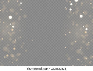 Yellow sparks and golden stars shine with special light. Magic dust and glare. bokeh gold light. Glow defocused effect. Abstract background with blurred effect. Vector illustration.