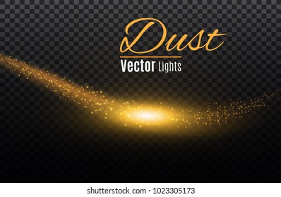 yellow sparks and stars shine with special light. Sparkling magical dust particles. The effect of a flare flare with a beam of light and magical brilliance. A comet on the sky.