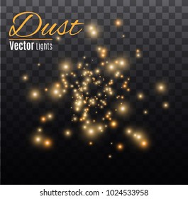 yellow sparks and stars shine with special light. Sparkling magical dust particles. The effect of a flare flare with a beam of light and magical brilliance. A comet on the sky.