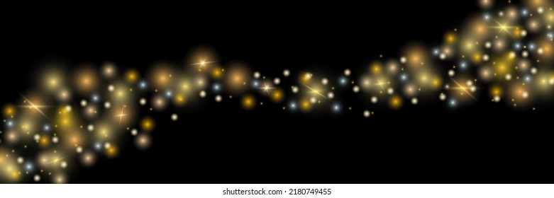 yellow sparks and stars shine with special light. Sparkling magical dust particles. The effect of a flare flare with a beam of light and magical brilliance. A comet on the sky.