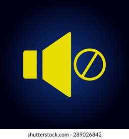 Yellow Speaker icon. Vector illustration  on a blue background