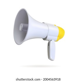 Yellow speaker megaphone isolated on gray background. 3d vector illustration