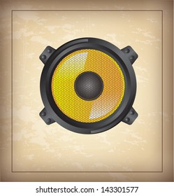 yellow speaker over vintage background vector illustration