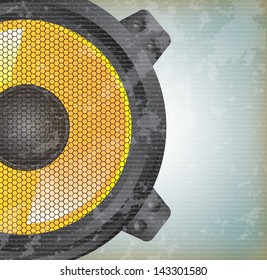 Yellow speaker over vintage background vector illustration