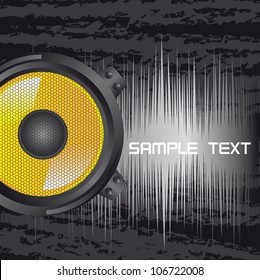 yellow speaker with space for copy over grunge background. vector