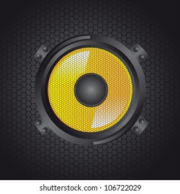yellow speakers over grille background. vector illustration