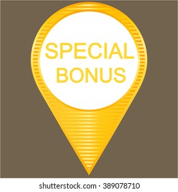 Yellow special bonus button on grey background