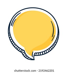estilo de doodle de burbuja de habla amarilla