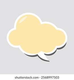 Yellow Speech Bubble with Downward Tail and Cloud-Like Shape