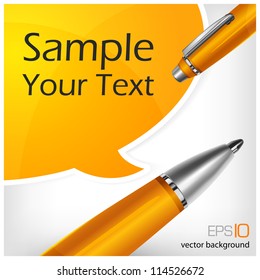 Yellow speech bubble end pen with text isolated on white, vector illustration