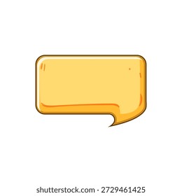 Burbuja de discurso amarilla que forma un cuadro de texto en blanco o icono de notificación, que simboliza el chat, mensajes, conversación, ideas, Elementos de interfaz de usuario y comunicación digital para App y Diseño web