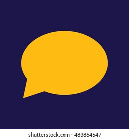Yellow speech bubble icon. Blue background
