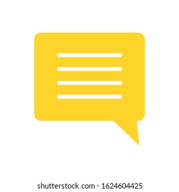 yellow speech bubble icon isolated on white background. vector illustration