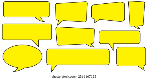 yellow Speech bubble icon vector set, message box set. Chat bubble icon set illustration.  