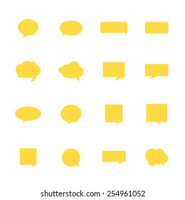 Yellow Speech Bubble Icons On White Background.